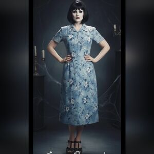 Vintage 90s Floral Shirt Maxi Dress M-L